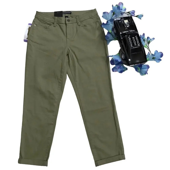 Calvin Klein NWT Olive Green Crop Jeans Women 4 - Picture 2 of 9